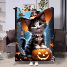 Плюшевий 3D-плед Halloween Cat 17602, 160х200 см