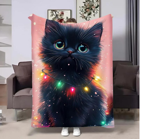 Плюшевий 3D-плед Святковий котик 32312, 160х200 см
