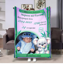 Персоналізований 3D-плед з метрикою Метрика для дівчинки Коала 1 фото 32784, 80х100 см
