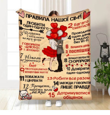 Подарунковий 3D-плед з побажаннями "Правила нашої сім'ї №6" 15679, 135х160 см