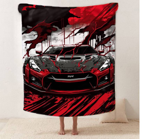 Плюшевий 3D-плед Nissan GTR швидкість та адреналін 12023, 160х200 см