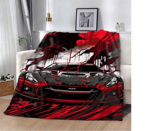 Плюшевий 3D-плед Nissan GTR швидкість та адреналін 12024, 135х160 см