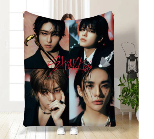 Плюшевий 3D-плед Stray Kids New Коллаж 17099, 160х200 см