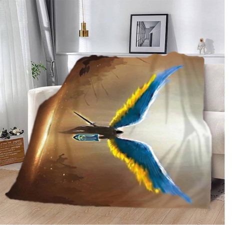 Патріотичний 3D-плед Воїн Небес 12379, 135х160 см
