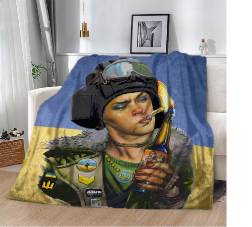 Патріотичний 3D-плед Жінка-Воїн 10576, 160х200 см