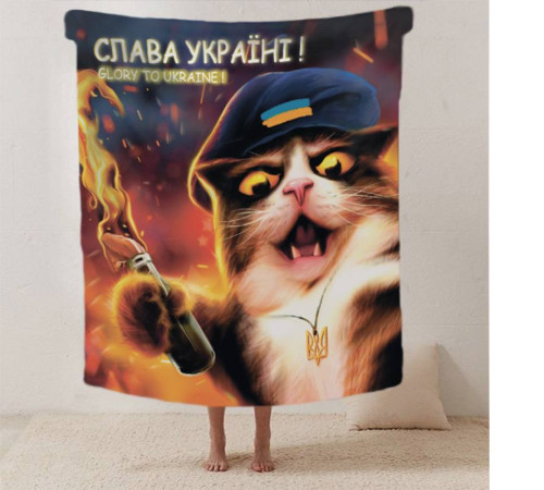 Патріотичний 3D-плед Котяча Революція 12369, 160х200 см