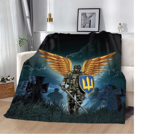 Патріотичний 3D-плед Крилатий Воїн 10623, 135х160 см