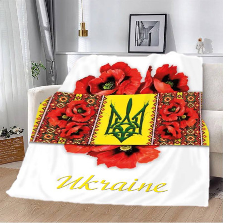 Патріотичний 3D-плед Макове серце України 12169, 135х160 см