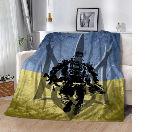 Патріотичний 3D-плед Український воїн 10624, 160х200 см