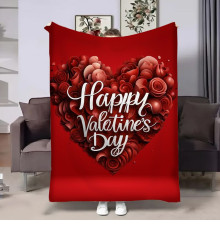 Плюшевий 3D-плед на день закоханих Happy Valentine's Day 17993, 160х200 см