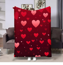 Плюшевий 3D-плед на день закоханих Red Hearts №2 17997, 160х200 см