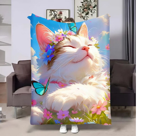 Плюшевий 3D-плед Весна Котик 18058, 160х200 см