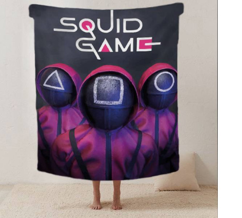 Плюшевий 3D-плед Гра в кальмара Squid Game 12297, 160х200 см