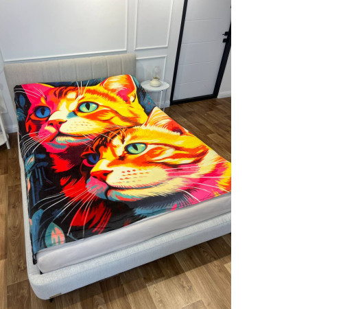 Плюшевий 3D-плед Картина котиків 13452, 160х200 см