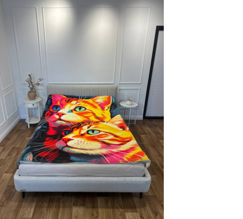Плюшевий 3D-плед Картина котиків 13452, 160х200 см