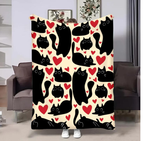 Плюшевий 3D-плед Котики кохання 32374, 135х160 см