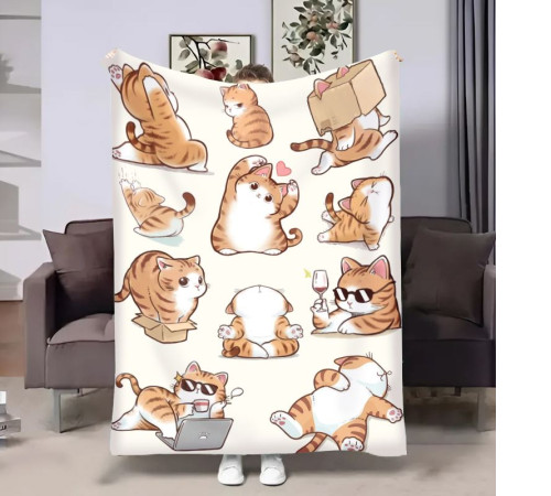 Плюшевий 3D-плед Котики муркотики 17961, 160х200 см