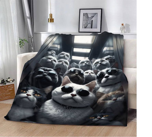 Плюшевий 3D-плед Котяча Мафія 12333, 160х200 см