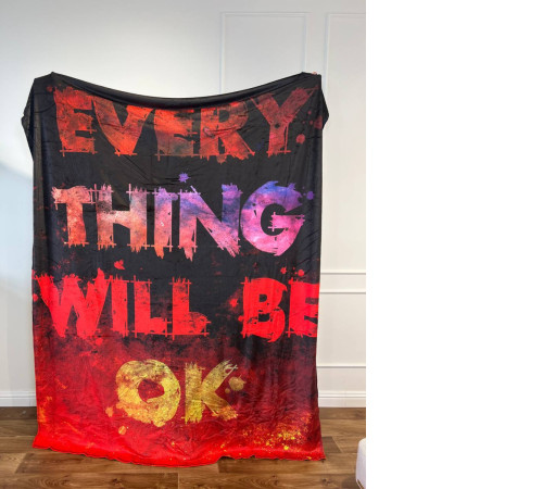 Мотиваційний 3D-плед "Every Thing Will BE OK №2" 12828, 135х160 см
