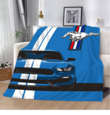Плюшевий 3D-плед Синій Ford Mustang 12433, 135х160 см