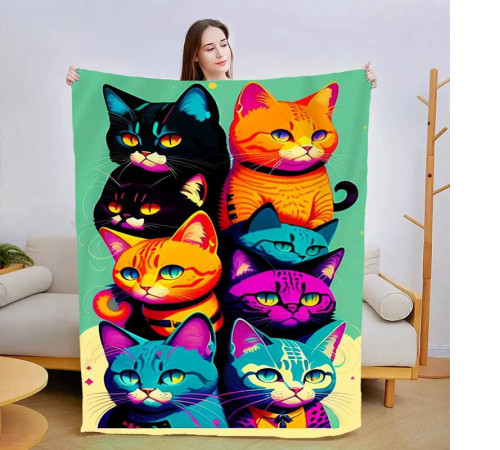 Плюшевий 3D-плед Спостерігаючі котики 13449, 160х200 см