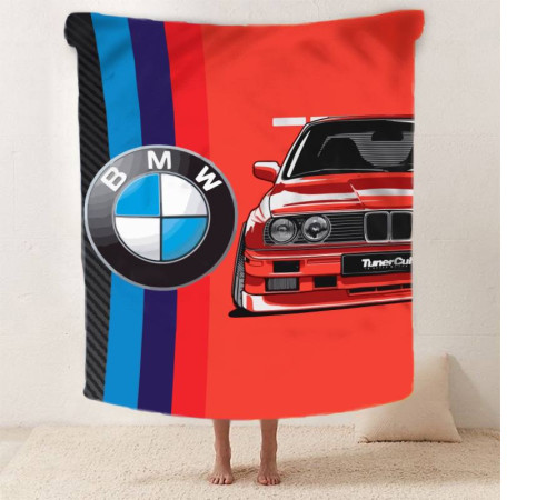 Плюшевий 3D-плед BMW Машина мрії 12436, 135х160 см