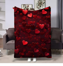 Плюшевий 3D-плед на день закоханих Red Hearts 17995, 160х200 см