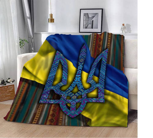 Патріотичний 3D-плед Герб з візерунком 12358, 135х160 см